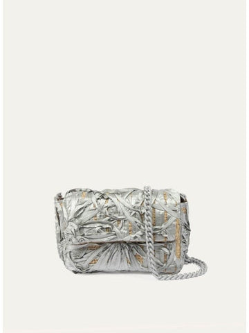 Narciso Mini Pub Ribbon Satin Silver Handbags - Clutch Maria La Rosa 