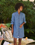Mary Ruffle Classic Shirtdress Vintage Stonewashed Indigo Dresses - Midi Frank & Eileen 