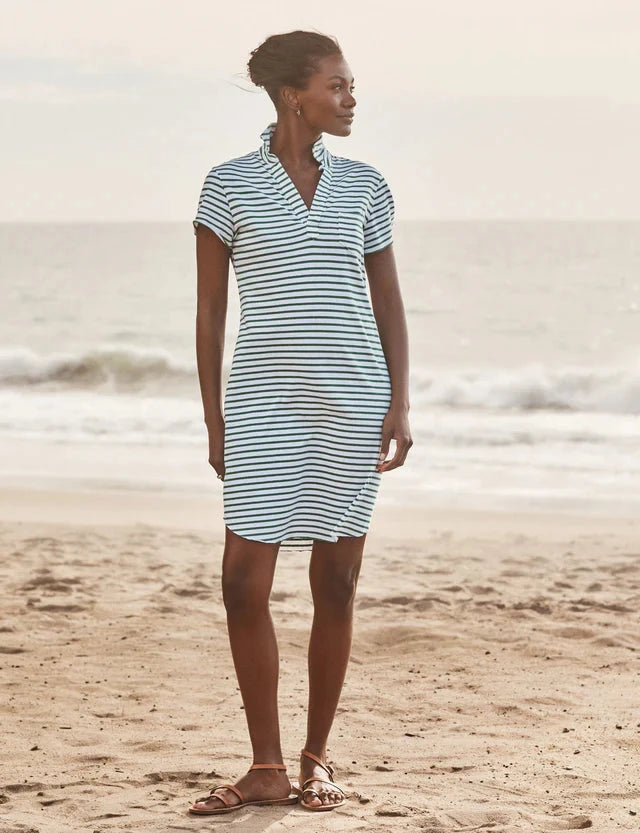 Lauren Polo Dress Green/White Stripe Dresses - Short Frank & Eileen 
