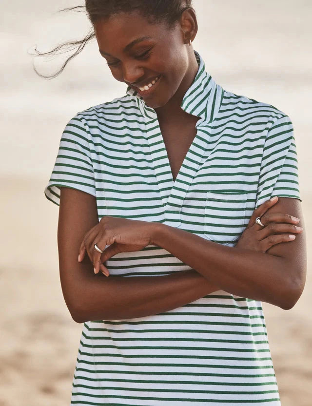 Lauren Polo Dress Green/White Stripe Dresses - Short Frank & Eileen 