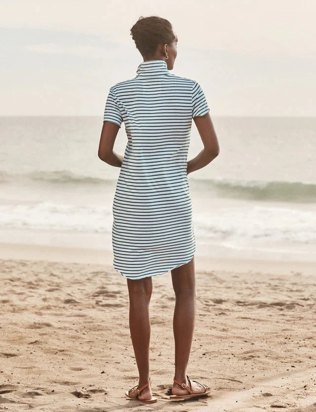 Lauren Polo Dress Green/White Stripe Dresses - Short Frank & Eileen 