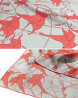 Datura Silk Bandana Scarf Silver & Orange Scarves Lost Pattern NYC 