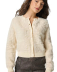 Brushed Crewneck Cardigan Ivory Sweater - Cardigans Lilla P 