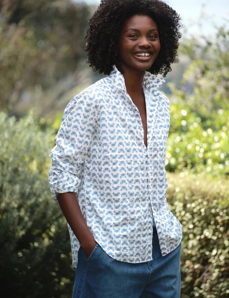 Eileen Relaxed Button Up Shirt Blue Crab Tops - Button Down Frank & Eileen 