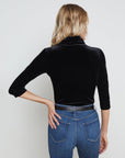 Aja Turtleneck 3/4 Sleeve Black Velvet Tops - Blouses L'Agence 