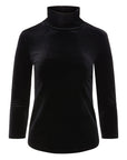 Aja Turtleneck 3/4 Sleeve Black Velvet Tops - Blouses L'Agence 