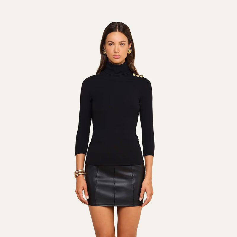 Aja Turtleneck Black/Gold Tops - Turtleneck L'Agence 