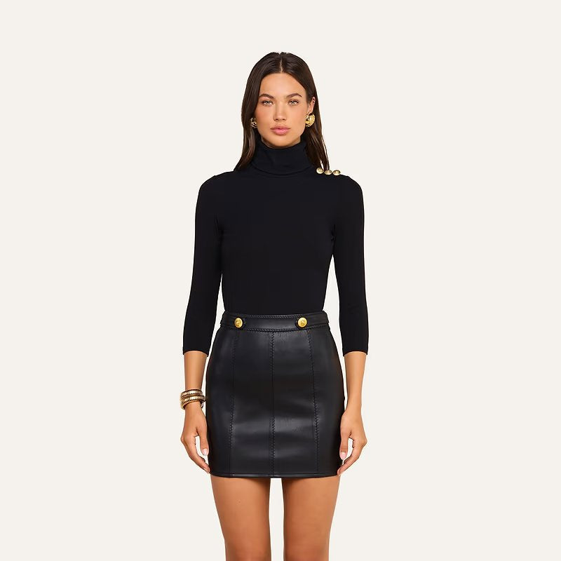 Aja Turtleneck Black/Gold Tops - Turtleneck L'Agence 