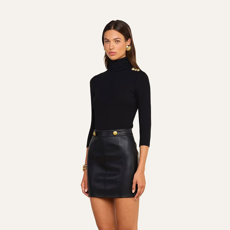 Aja Turtleneck Black/Gold Tops - Turtleneck L'Agence 