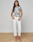 Ressi Fitted Crew Tee Watercolor Butterfly Gray Tops - Tees L'Agence 