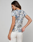 Ressi Fitted Crew Tee Watercolor Butterfly Gray Tops - Tees L'Agence 