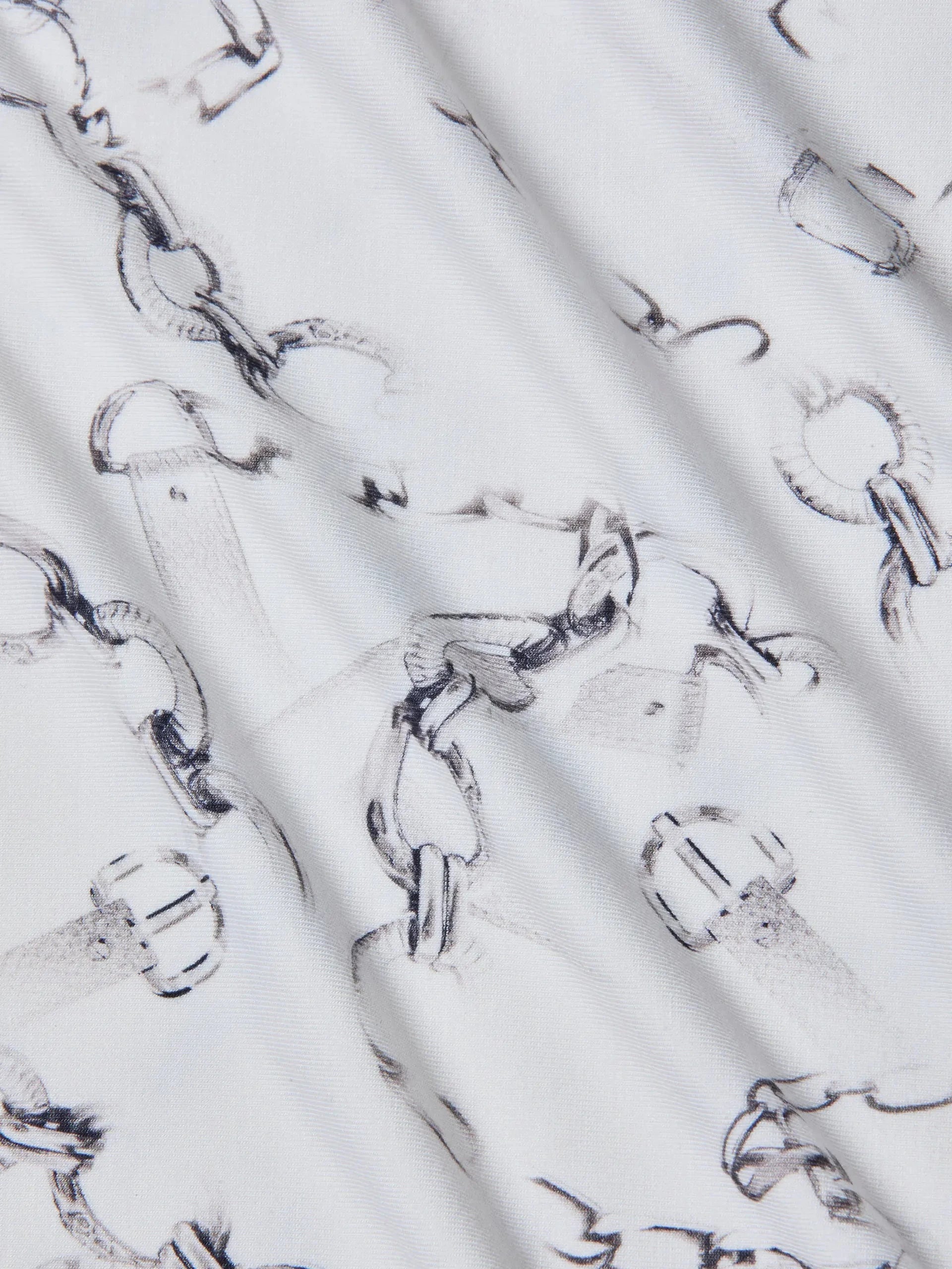 Ressi Fitted Tee Ivory/ Grey Faded Chain Tops - Tees L'Agence 