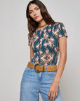 Ressi Fitted Tee Charcoal Multi Ganado Print Tops - Tees L'Agence 