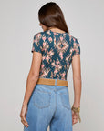Ressi Fitted Tee Charcoal Multi Ganado Print Tops - Tees L'Agence 