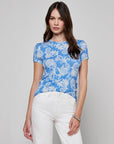 Ressi Fitted Tee Regatta Blue / Ivory Paisley Tops - Tees L'Agence 