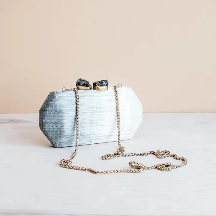 Woven Clutch Light Gray