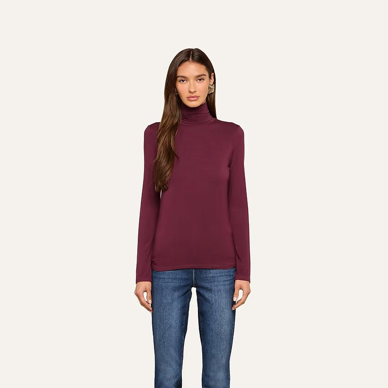 Lani Turtleneck Deep Sangria Tops - Turtleneck L'Agence 