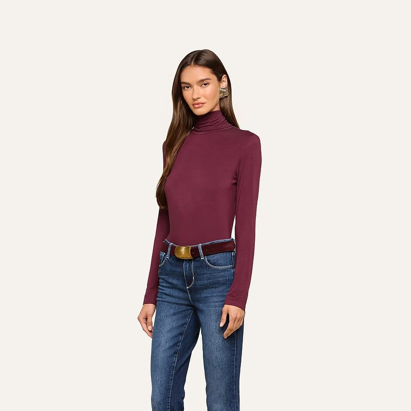 Lani Turtleneck Deep Sangria Tops - Turtleneck L'Agence 