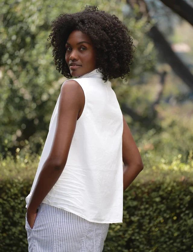 Olivia Popover Tank Tattered Denim White Tops - Tanks Frank &amp; Eileen 
