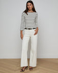 Lucille Boatneck Ivory Black Stripe Tops - Tees L'Agence 