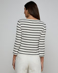 Lucille Boatneck Ivory Black Stripe Tops - Tees L'Agence 