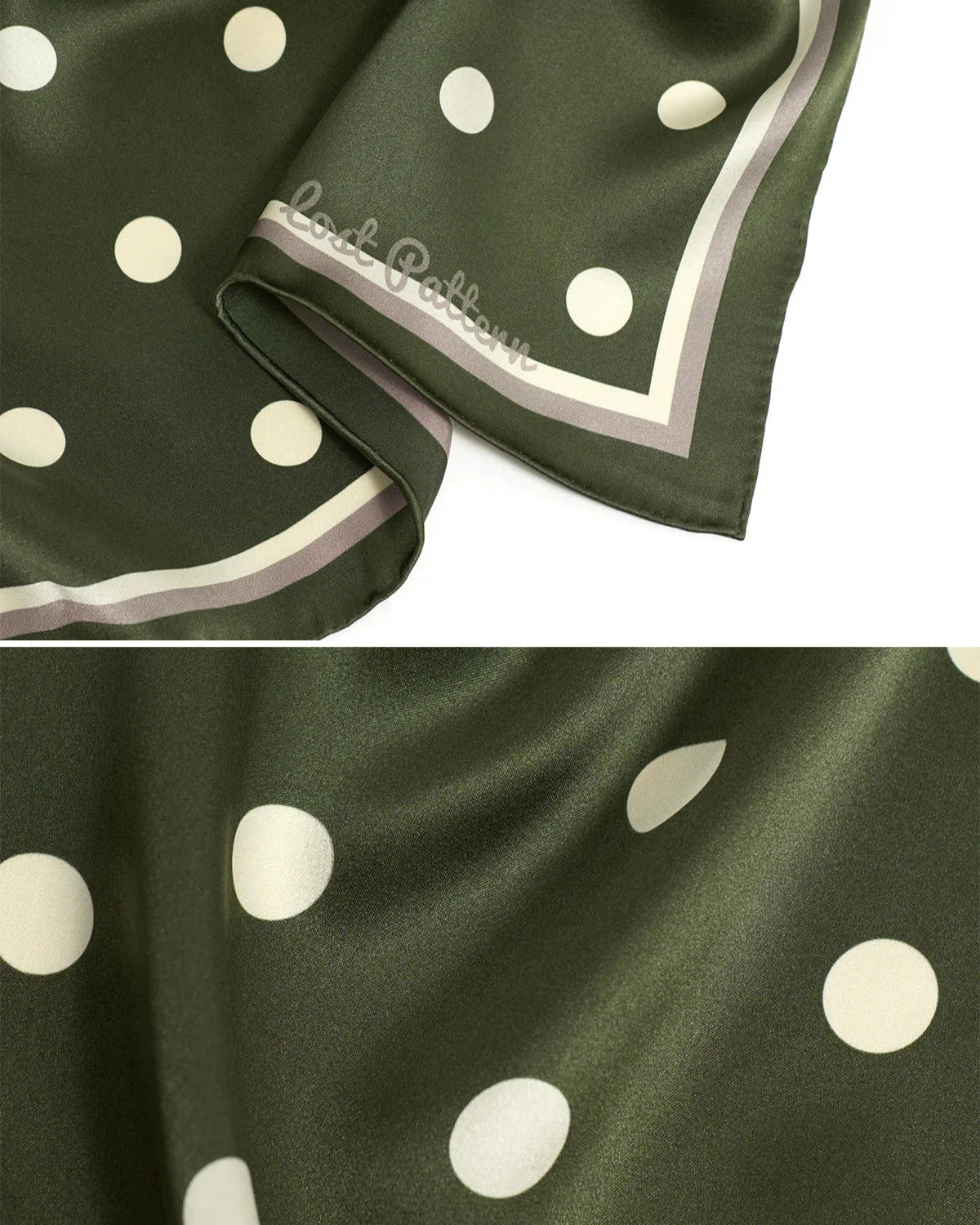 Retro Polka Dot Silk Bandana Scarf Matcha Scarves Lost Pattern NYC 