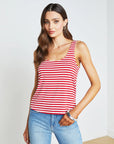 Sade Scoop Neck Tank Striped Red/ White Tops - Tanks L'Agence 