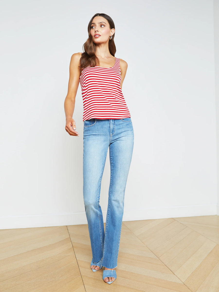 Sade Scoop Neck Tank Striped Red/ White Tops - Tanks L'Agence 