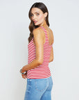 Sade Scoop Neck Tank Striped Red/ White Tops - Tanks L'Agence 