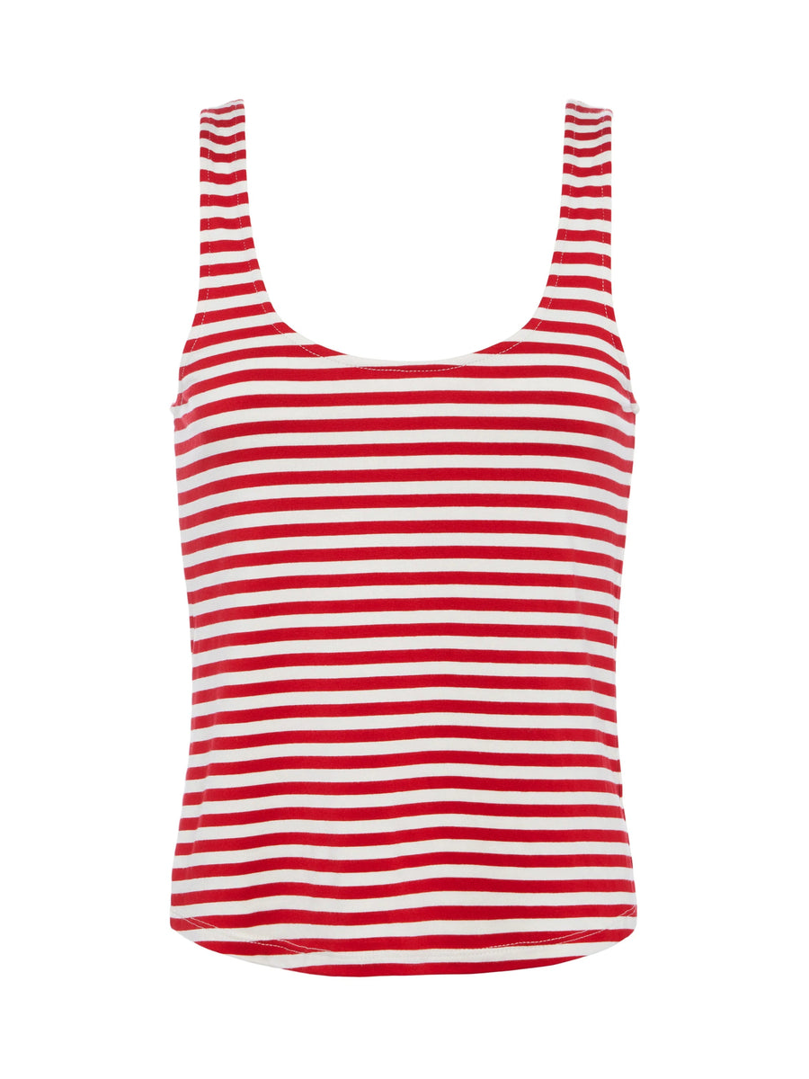 Sade Scoop Neck Tank Striped Red/ White Tops - Tanks L'Agence 