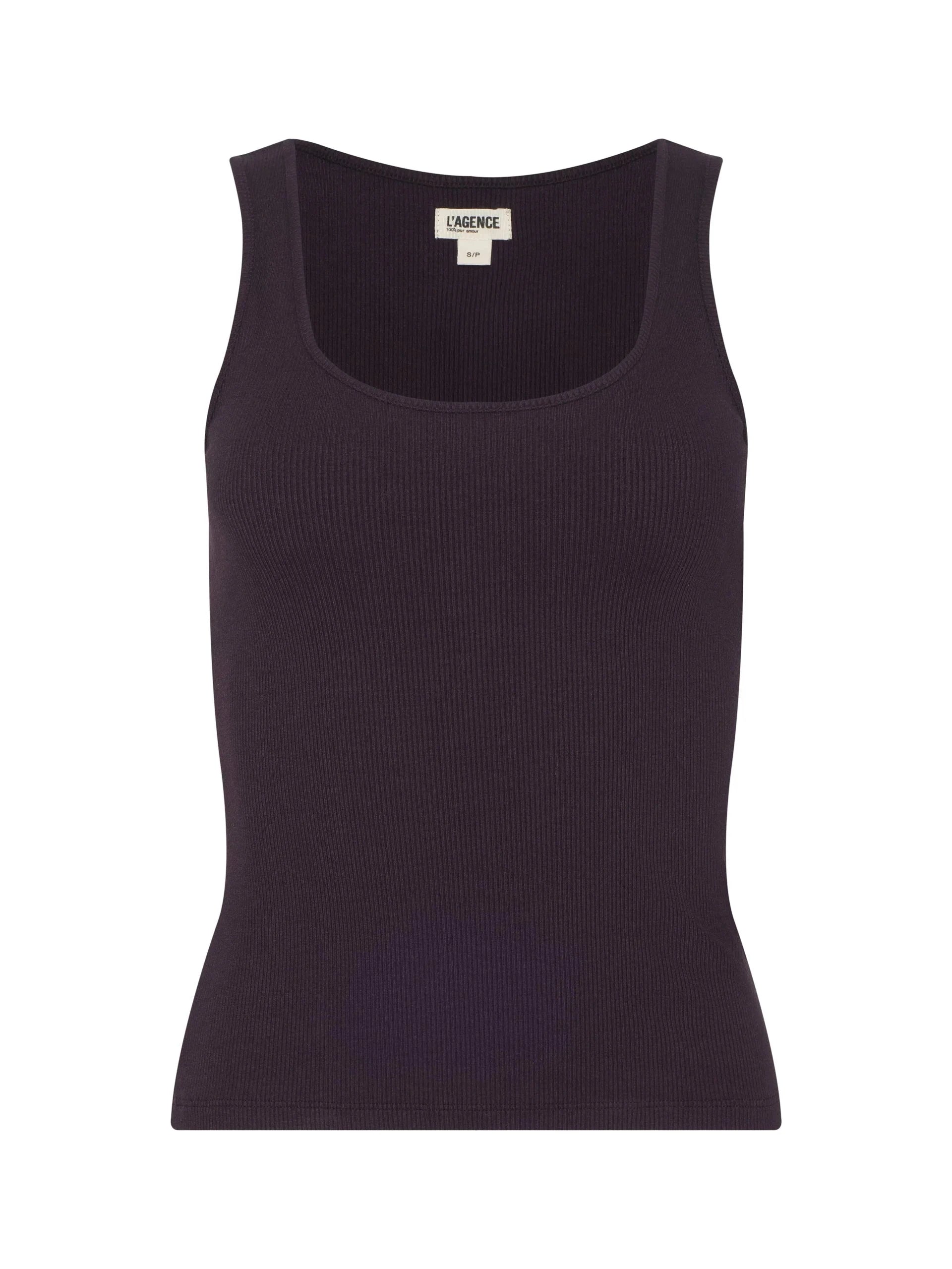 Adira Scoop Neck Tank Dark Malbec Tops - Tanks L'Agence 