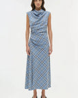 Burke Draped Midi Dress Horizon Plaid Dresses - Midi Simkhai 