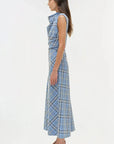 Burke Draped Midi Dress Horizon Plaid Dresses - Midi Simkhai 