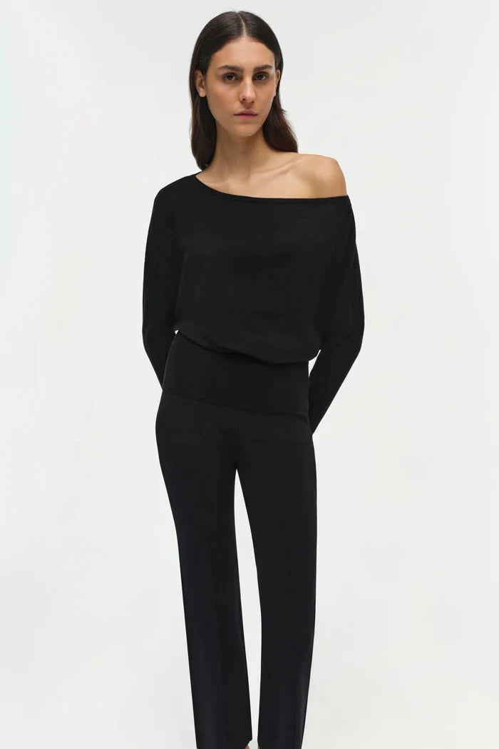 Lavina Off Shoulder Sweater Black Sweater - Crewneck Simkhai 
