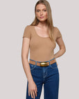 Brynlee Scoopneck Tee Cinnamon Swirl Tops - Tees L'Agence 