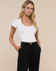 Brynlee Scoopneck Tee White