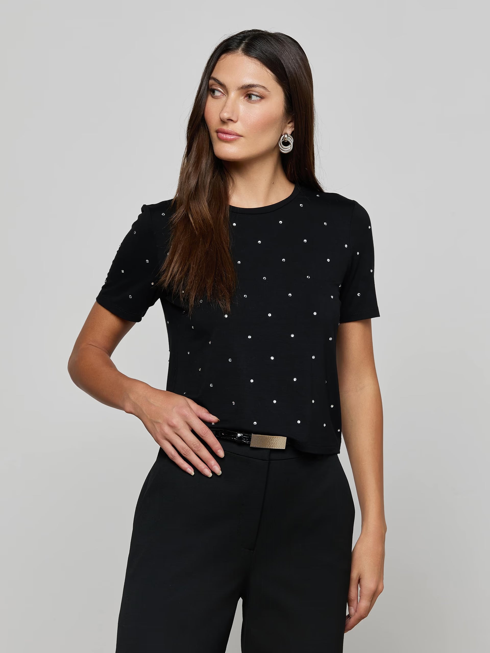 Stormy Embellished Tee Black Tops - Tees L'Agence 