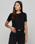 Stormy Embellished Tee Black Tops - Tees L'Agence 