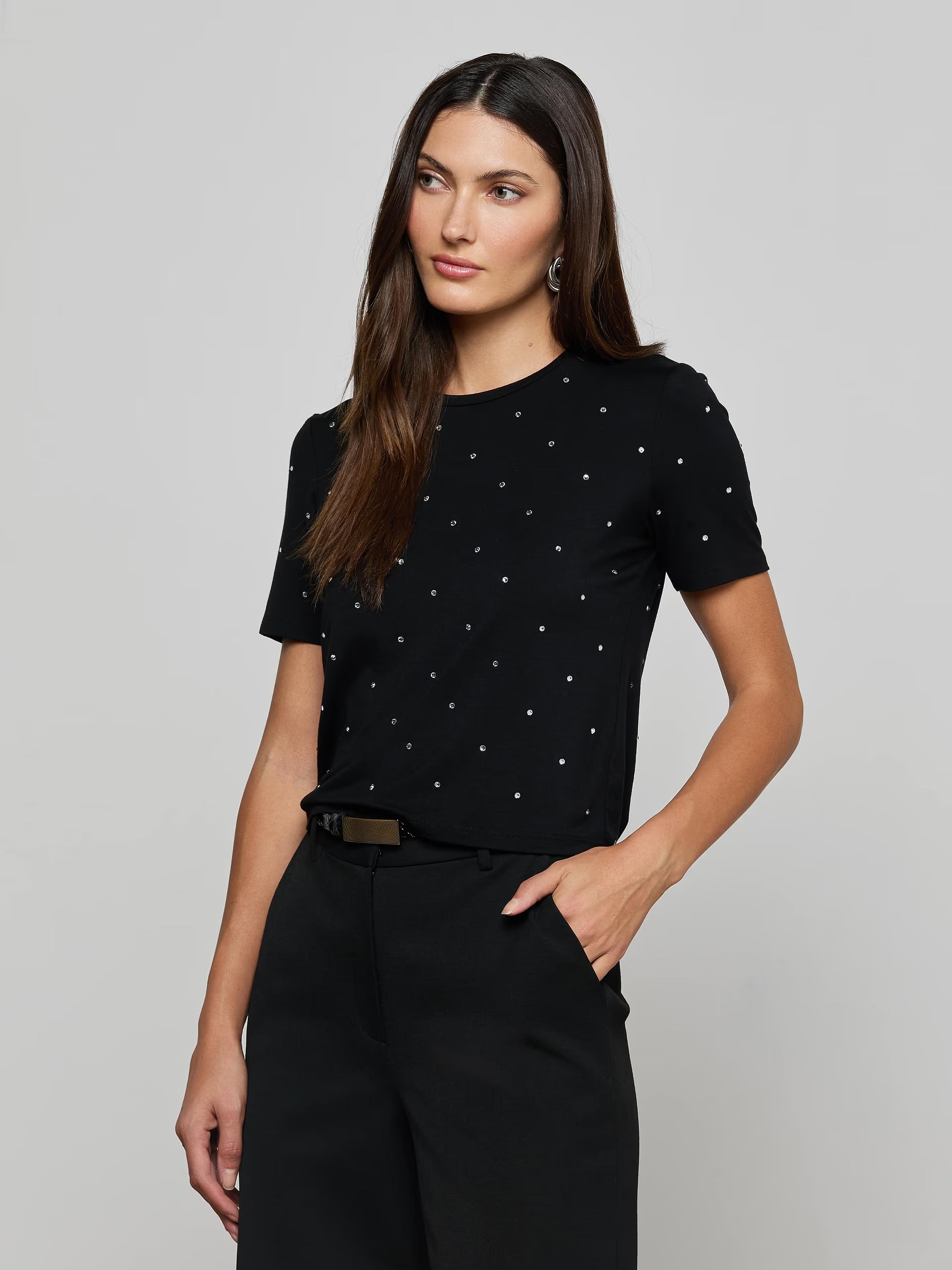 Stormy Embellished Tee Black Tops - Tees L'Agence 