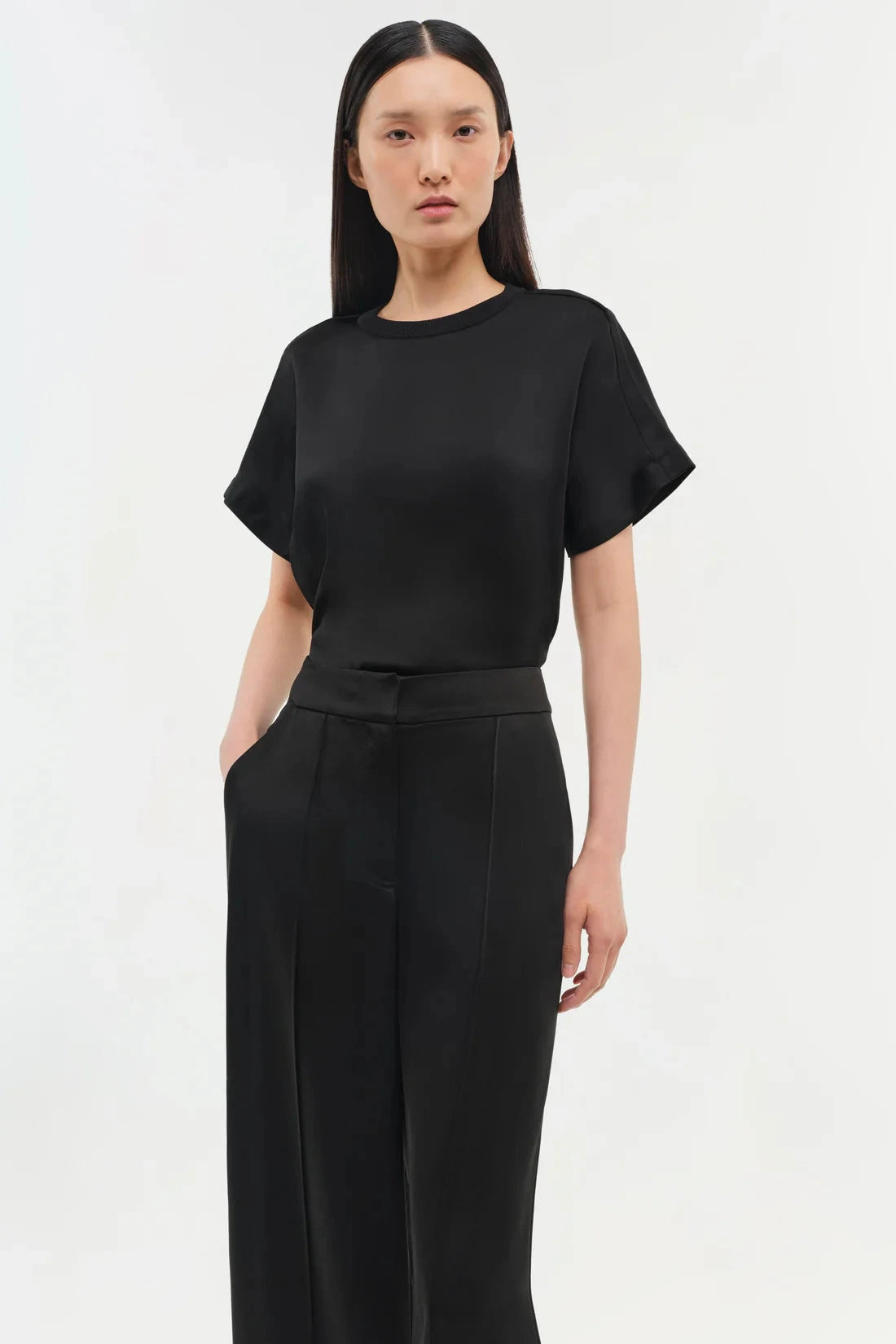 Addy T-Shirt Black Tops - Blouses Simkhai 