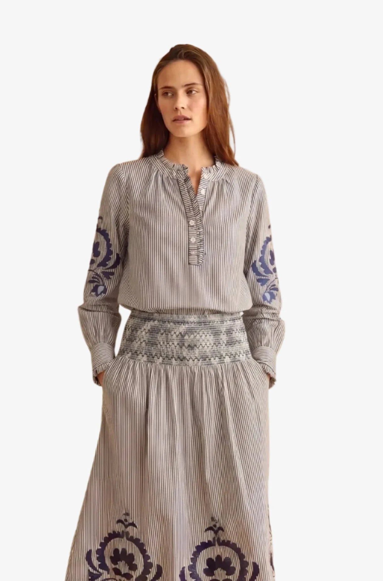 Mara Top Parkside Floral Stripe Tops - Blouses Cartolina 