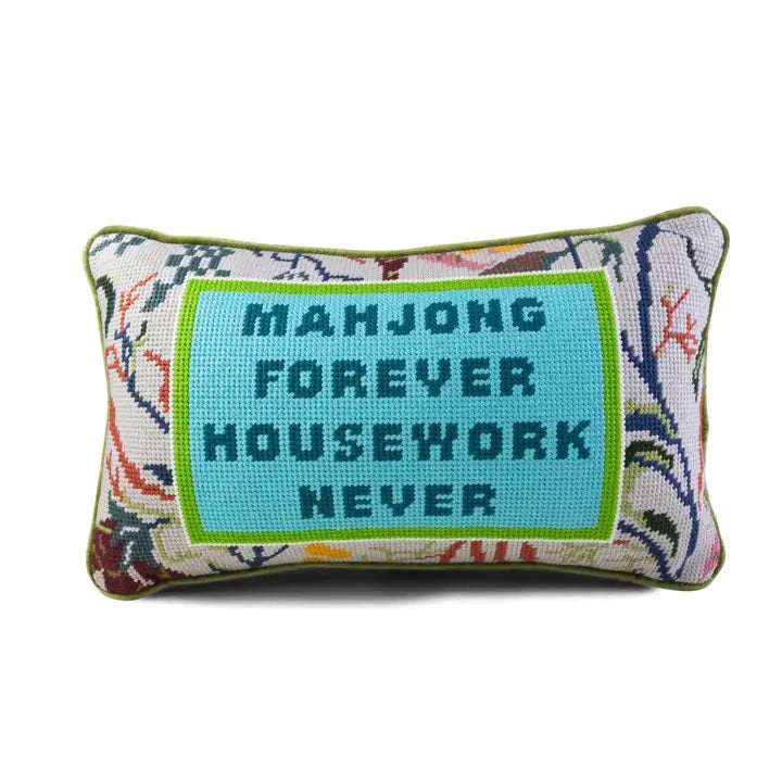 Mahjong Needlepoint Pillow Home Decor - Pillows Furbish 