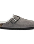 Boston Shearling Suede Stone Coin Shoes - Flats - Slide Birkenstock 