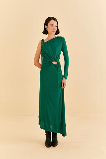 One Shoulder Midi Dress Emerald