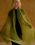 Featherlight Oversized Cashmere Scarf Olive Green Scarves Lost Pattern NYC 