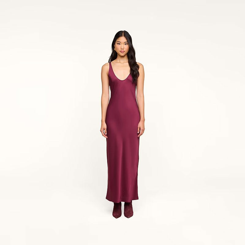 Akıya Satin Maxi Dress Merlot Red Dresses - Maxi L'Agence 