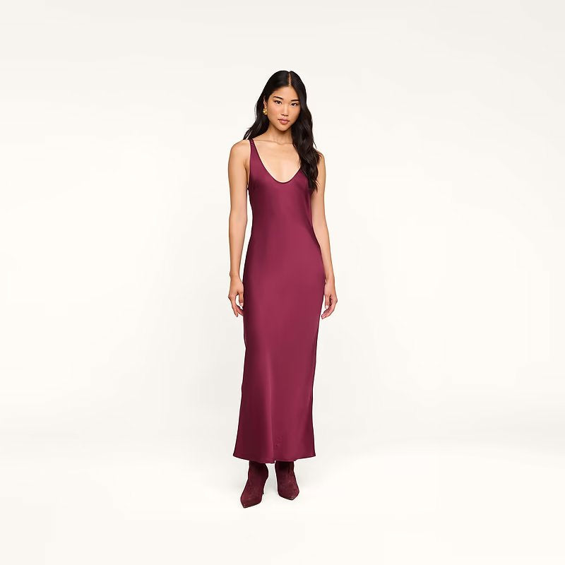Akıya Satin Maxi Dress Merlot Red Dresses - Maxi L'Agence 
