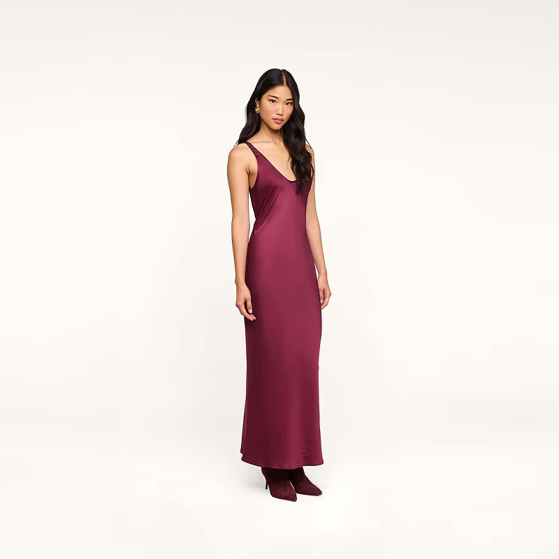 Akıya Satin Maxi Dress Merlot Red Dresses - Maxi L'Agence 