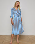 Jubilee Midi Shirtdress Sky Blue/Midnight Stripe Dresses - Midi L'Agence 