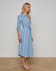 Jubilee Midi Shirtdress Sky Blue/Midnight Stripe Dresses - Midi L'Agence 